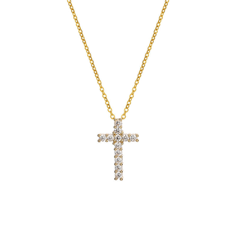 Wholesale Cross Inlaid Zircon Stainless Steel Necklace